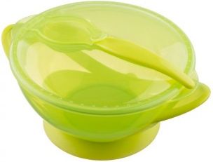 Dětská miska s přísavkou a se lžičkou Akuku zelená, Zelená - obrázek 1