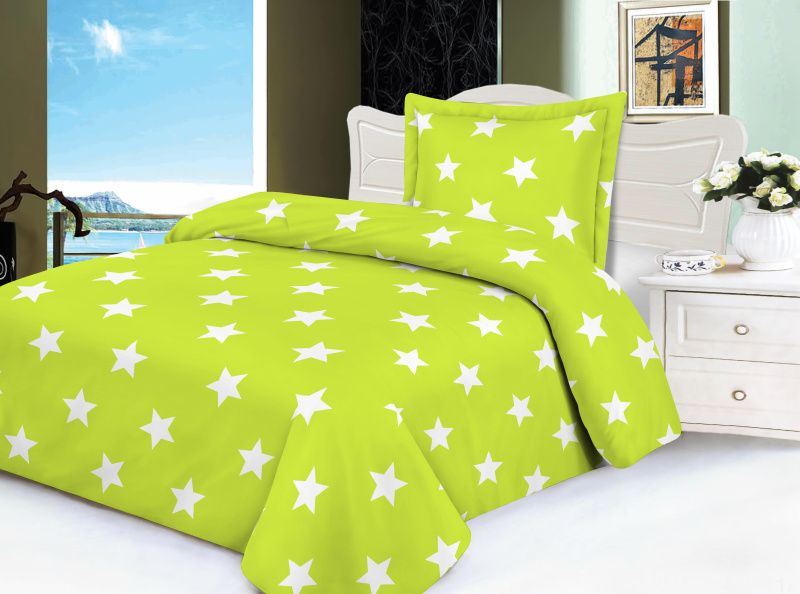 PLYŠOVÉ POVLEČENÍ 140x200 STARS LIMETA - MIKROFLANEL - obrázek 1