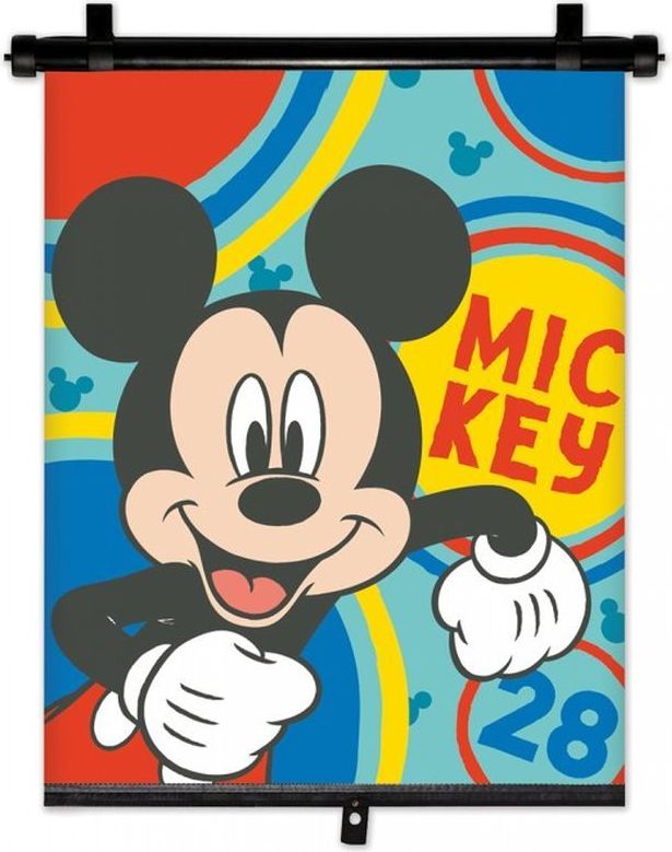 SEVEN Sluneční clona Roletka Mickey Happy Plast, Polyester, 1 ks 36x45 cm - obrázek 1