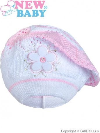 Pletená čepička-baret New Baby světle růžová, Růžová, 104 (3-4r) - obrázek 1