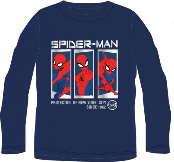 E plus M - Chlapecké bavlněné tričko s dlouhým rukávem Spiderman MARVEL - modré 110 - obrázek 1
