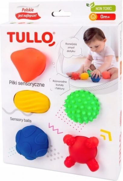 Tullo TULLO Edukační barevné míčky 5ks v krabičce, Tvary