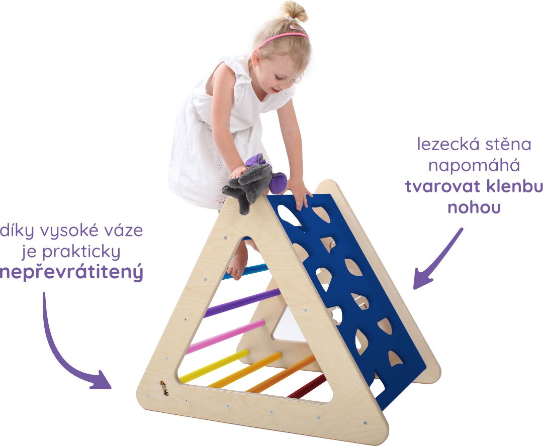 Nouly Toys Montessori Piklerové trojúhelník s activity board stěnou HP-PMT-07 mentolová-sv.modrá-šedá - obrázek 3