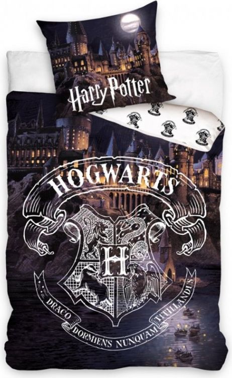 CARBOTEX - Kvalitní bavlněné ložní povlečení Harry Potter HOGWARTS - Bradavice / 140 x 200 cm + 70 x 90 cm - obrázek 1