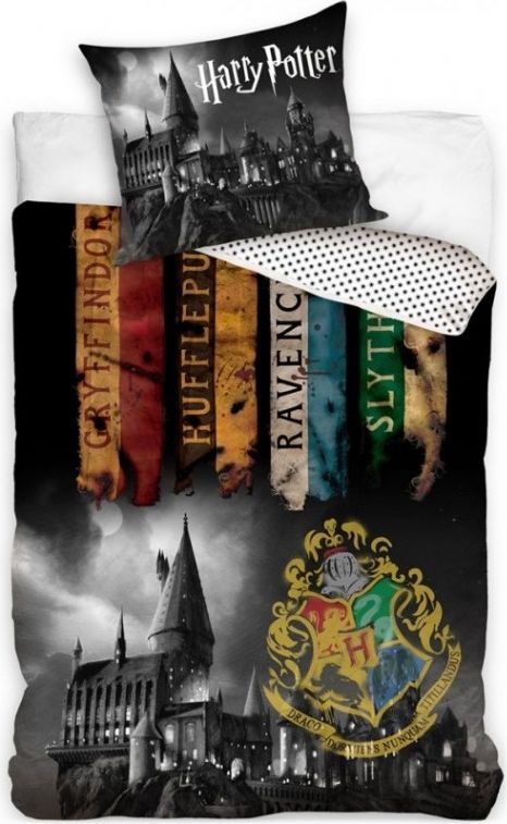 CARBOTEX - Dětské bavlněné ložní povlečení Harry Potter noc v Bradavicích / 140 x 200 cm + 70 x 90 cm - obrázek 1