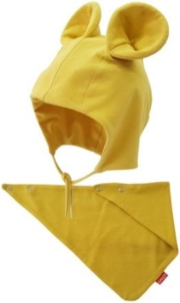 Bexa Bexa Bavlněná dvouvrstvá čepice na zavazování Miki   šátek - hořčicová, vel. 92/98 - obrázek 1