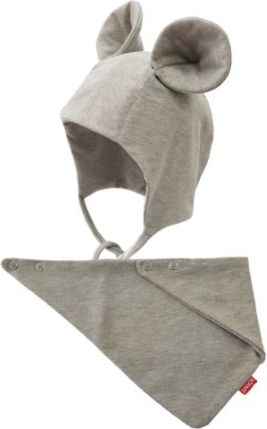 Bexa Bexa Bavlněná dvouvrstvá čepice na zavazování Miki   šátek - šedá, vel. 68/80 - obrázek 1