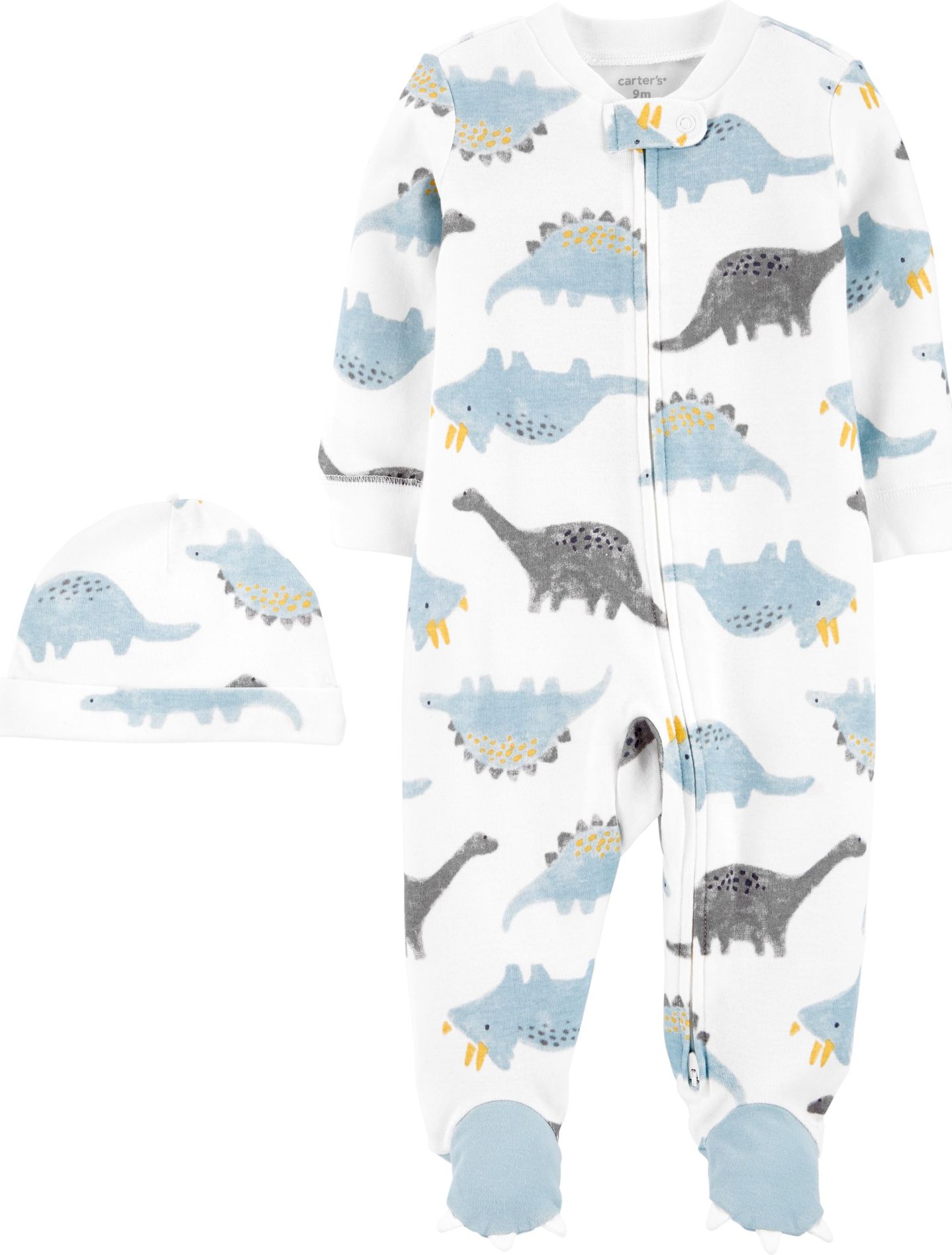 CARTER'S Set 2dílný overal na zip Sleep&Plays, čepice Dino chlapec LBB NB, vel. 56 - obrázek 1