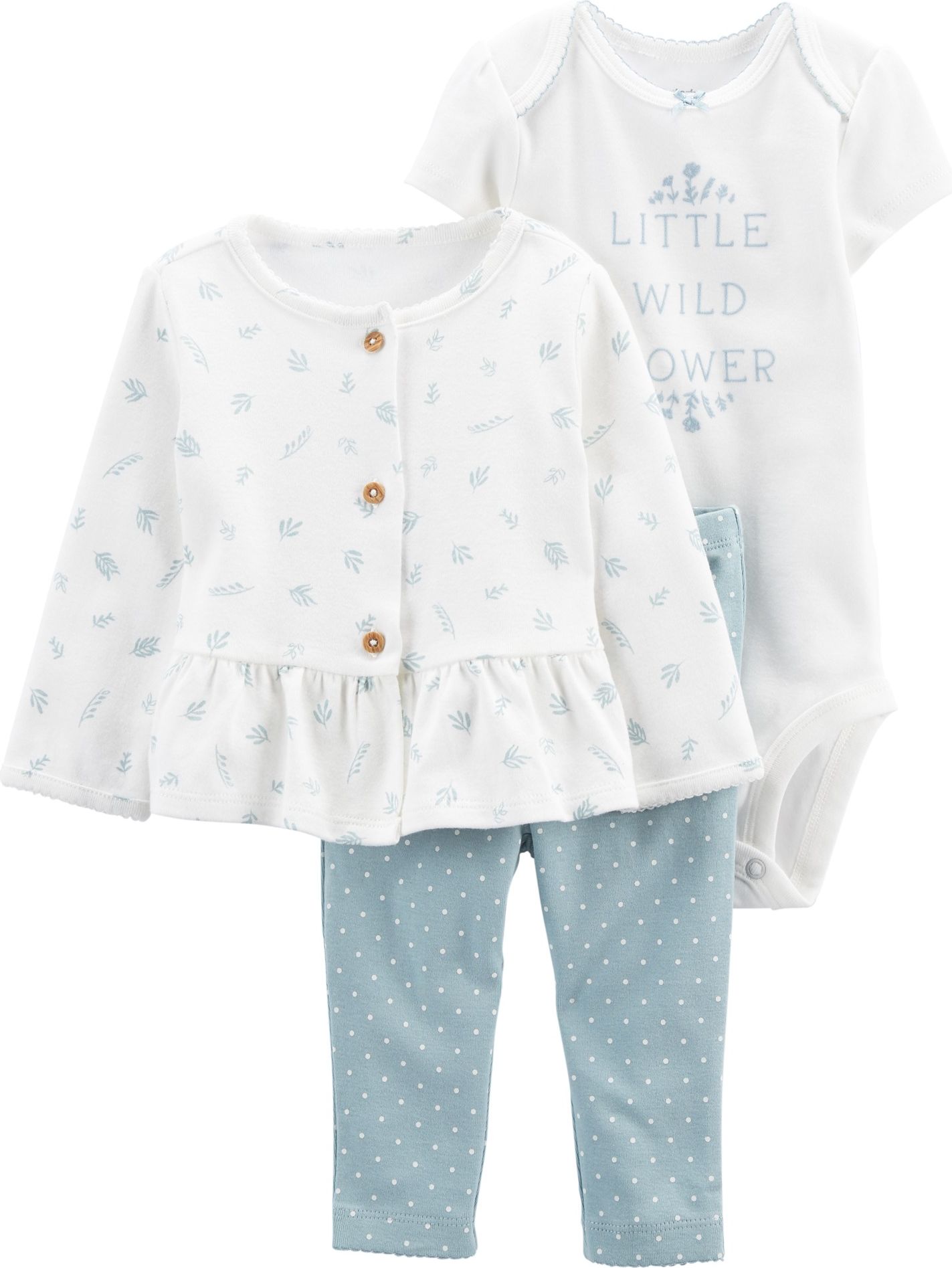 CARTER'S Set 3dílný mikina, tepláky, body kr. rukáv White Flowers dívka LBB 9m, vel. 74 - obrázek 1