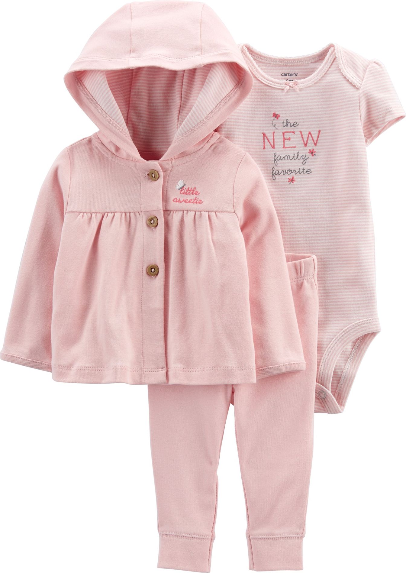 CARTER'S Set 3dílný mikina, tepláky, body kr. rukáv Pink Butterfly dívka LBB 3m, vel. 62 - obrázek 1