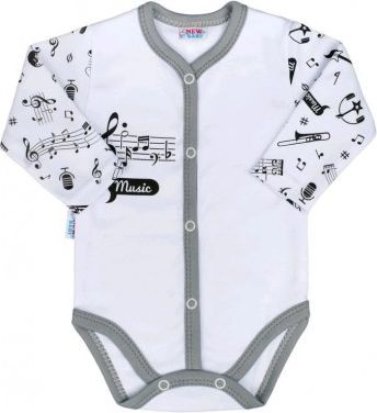 Kojenecké body celorozepínací New Baby Music, Bílá, 62 (3-6m) - obrázek 1