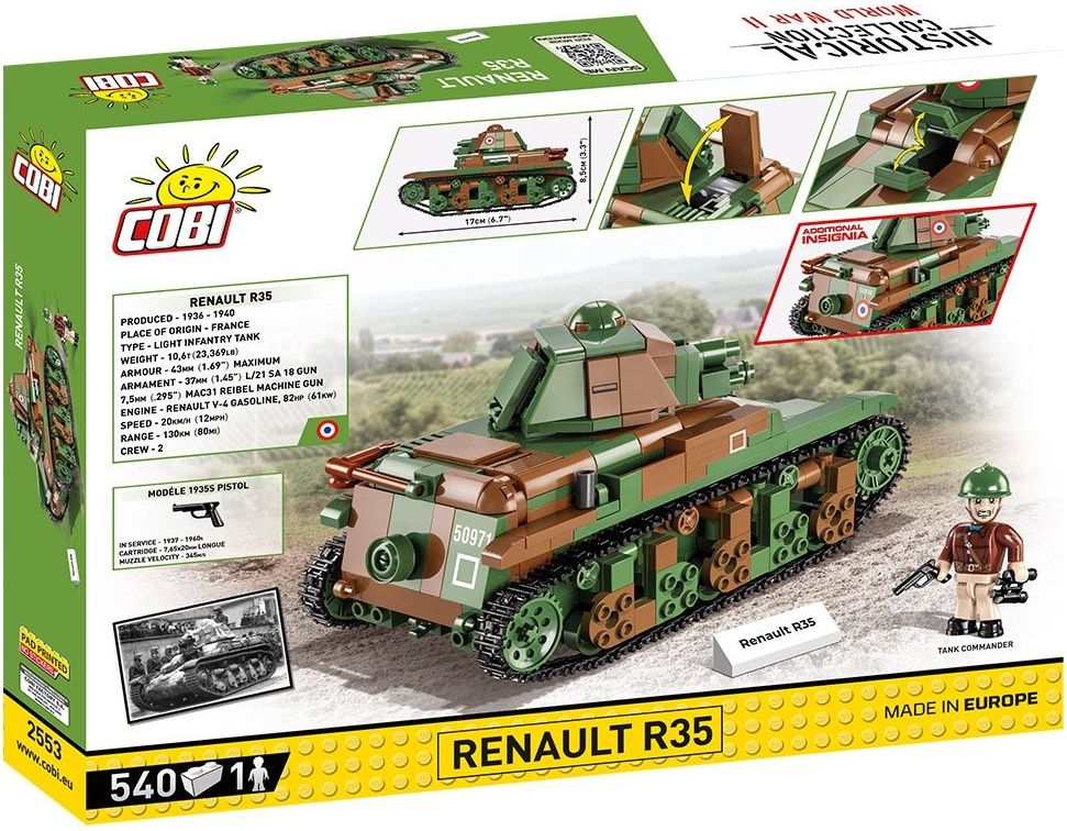 COBI 2553 WW II - Francouzský lehký pěchotní tank Renault R 35 - obrázek 6