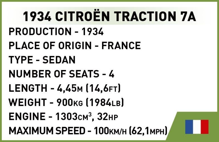 COBI 2263 Francouzský osobní automobil Citroën Traction 7A - obrázek 5