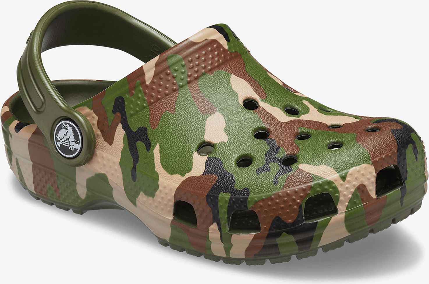 Hnědo-zelené dětské vzorované pantofle Crocs Classic Printed Clog K - 29-30 - obrázek 3