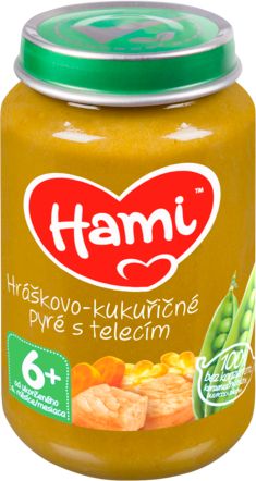 3x HAMI Hráškovo-kukuřičné pyré s telecím (200 g) maso-zeleninový příkrm - obrázek 1
