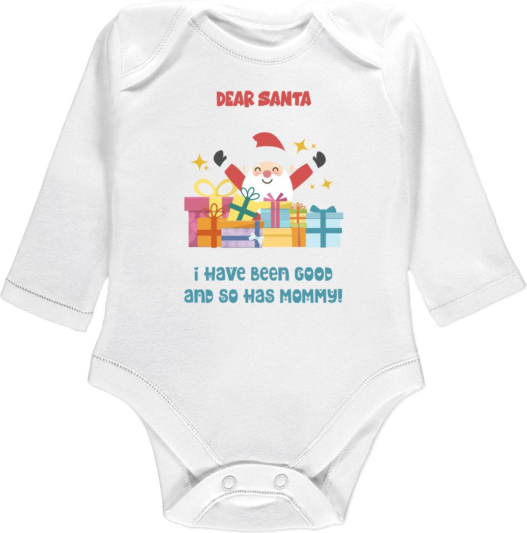 Kojenecké body Ellie Bee, krátký nebo dlouhý rukáv, barva bílá, motiv "Dear Santa..." Velikost: 0 - 3 měsíce (56 - 62cm), Rukáv: dlouhý - obrázek 1