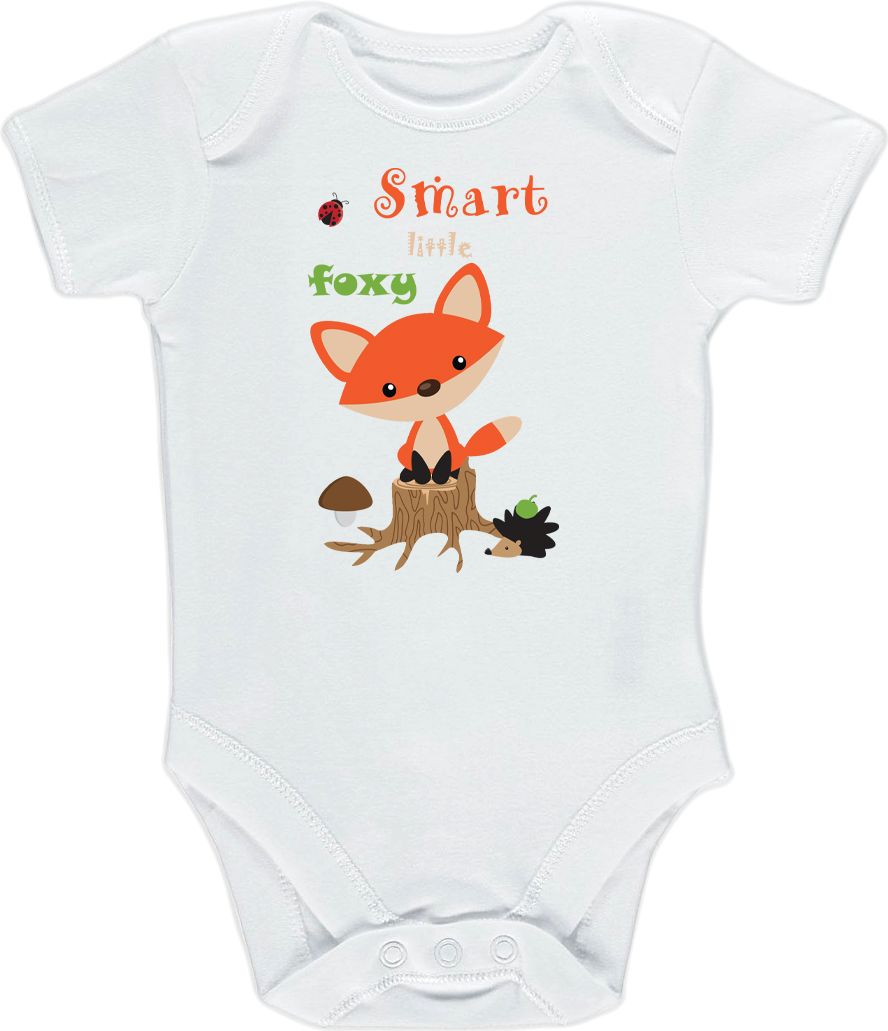 Kojenecké body Ellie Bee, krátký nebo dlouhý rukáv, barva bílá, motiv "Smart little foxy" Velikost: 0 - 3 měsíce (56 - 62cm), Rukáv: dlouhý - obrázek 3