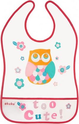 Dětský bryndák s kapsičkou Akuku Owl, Červená - obrázek 1