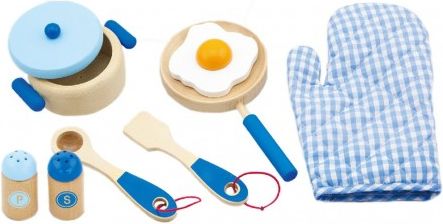 Dětské dřevěné nádobí Viga-snídaně modré, Modrá - obrázek 1