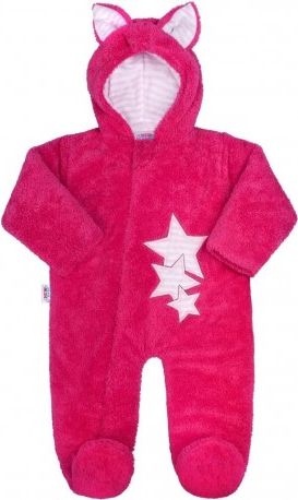 Zimní dětská kombinéza New Baby Ušáček tmavě růžová, Růžová, 68 (4-6m) - obrázek 1