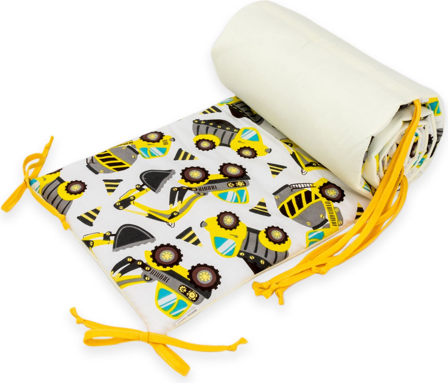 Exkluzivní set do postýlky ELLIE BEE, 5ks, hnízdo, zavinovačka, mantinel, polštář, přikrývka, motiv stavební stroje, barva žlutá Tloušťka přikrývky: Jarní/letní ( výplň 90gr/m2), Tloušťka zavinovačky: Jarní/letní ( výplň 90gr/m2) - obrázek 5