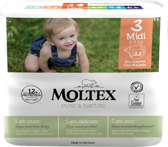 Moltex Pure & Nature Plenky Midi 4-9 kg  (33 ks)_NEW - obrázek 1