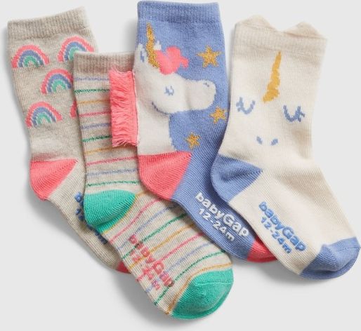 Ponožky 4 páry dětské GAP | Modrá Šedá Vícebarevná | Dívčí | 2-3 roky - obrázek 1
