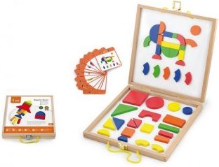 Dřevěný kufřík s magnetickými kostkami pro děti Viga, Multicolor - obrázek 1