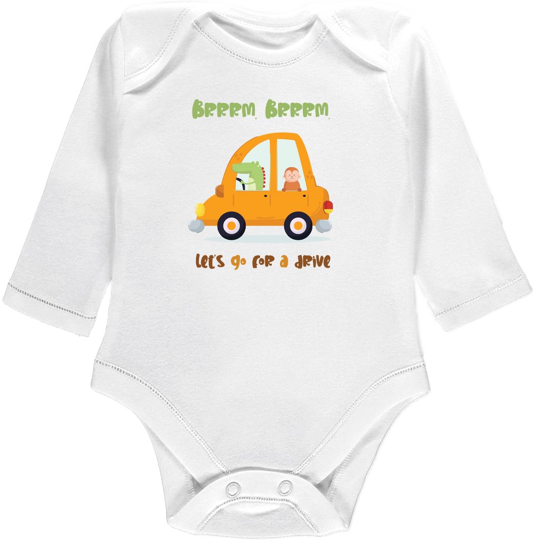 Kojenecké body Ellie Bee, krátký nebo dlouhý rukáv, barva bílá, motiv "Brrrm, brrrm. Let's go for a drive." Velikost: 0 - 3 měsíce (56 - 62cm), Rukáv: krátky - obrázek 3