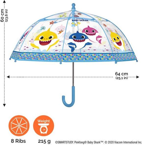 Dětský deštník Perletti Baby Shark - transparentní - obrázek 5