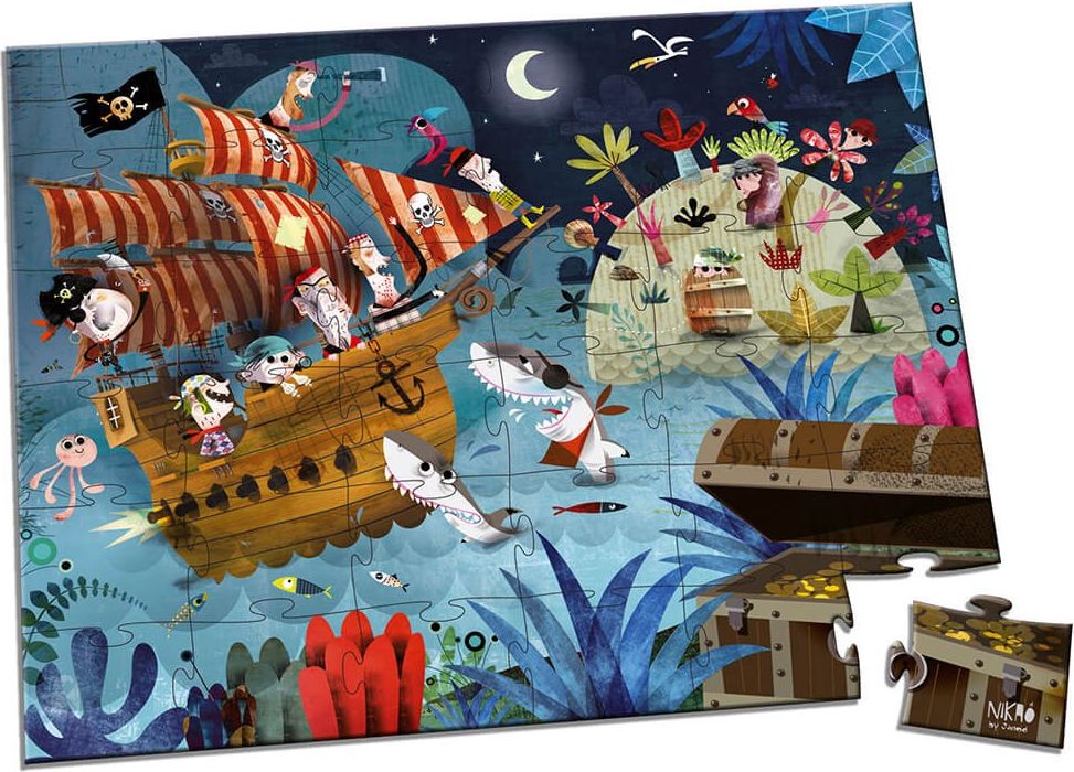 Janod Puzzle v kufříku Lovci pokladů 36 ks - obrázek 3