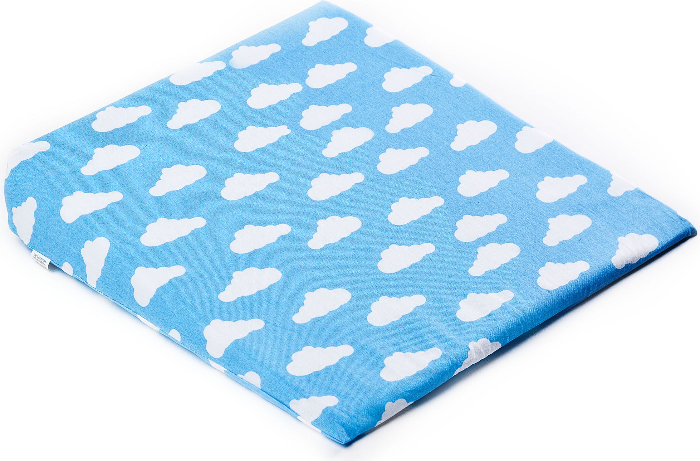 Potah na kojenecký polštář - klín SENSILLO, 38x30cm, motiv obláčky, barva modrá (bez polštáře) - obrázek 1