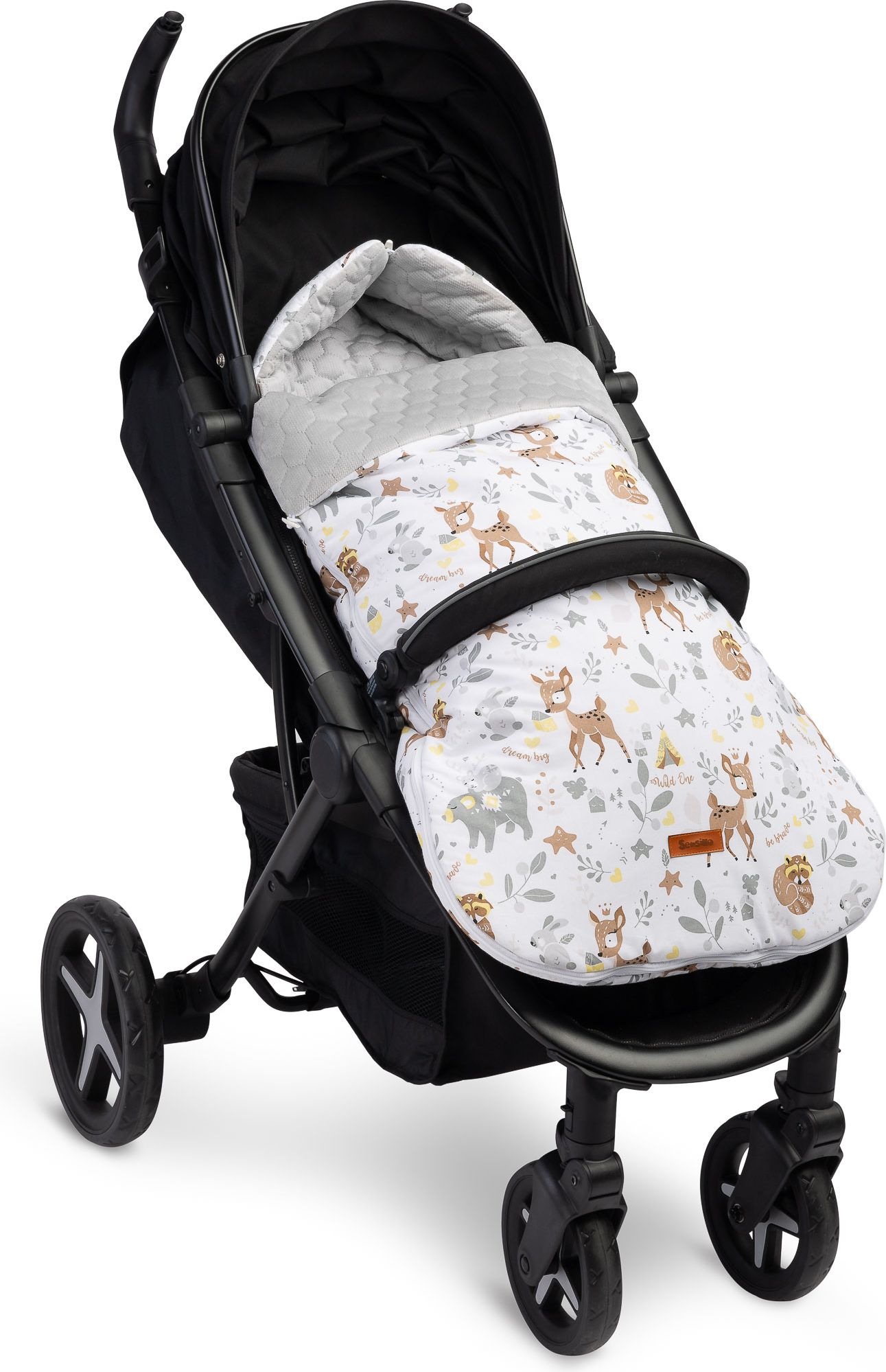 Fusak do kočárku SENSILLO, model Velvet, motiv lesní zvířatka - obrázek 4