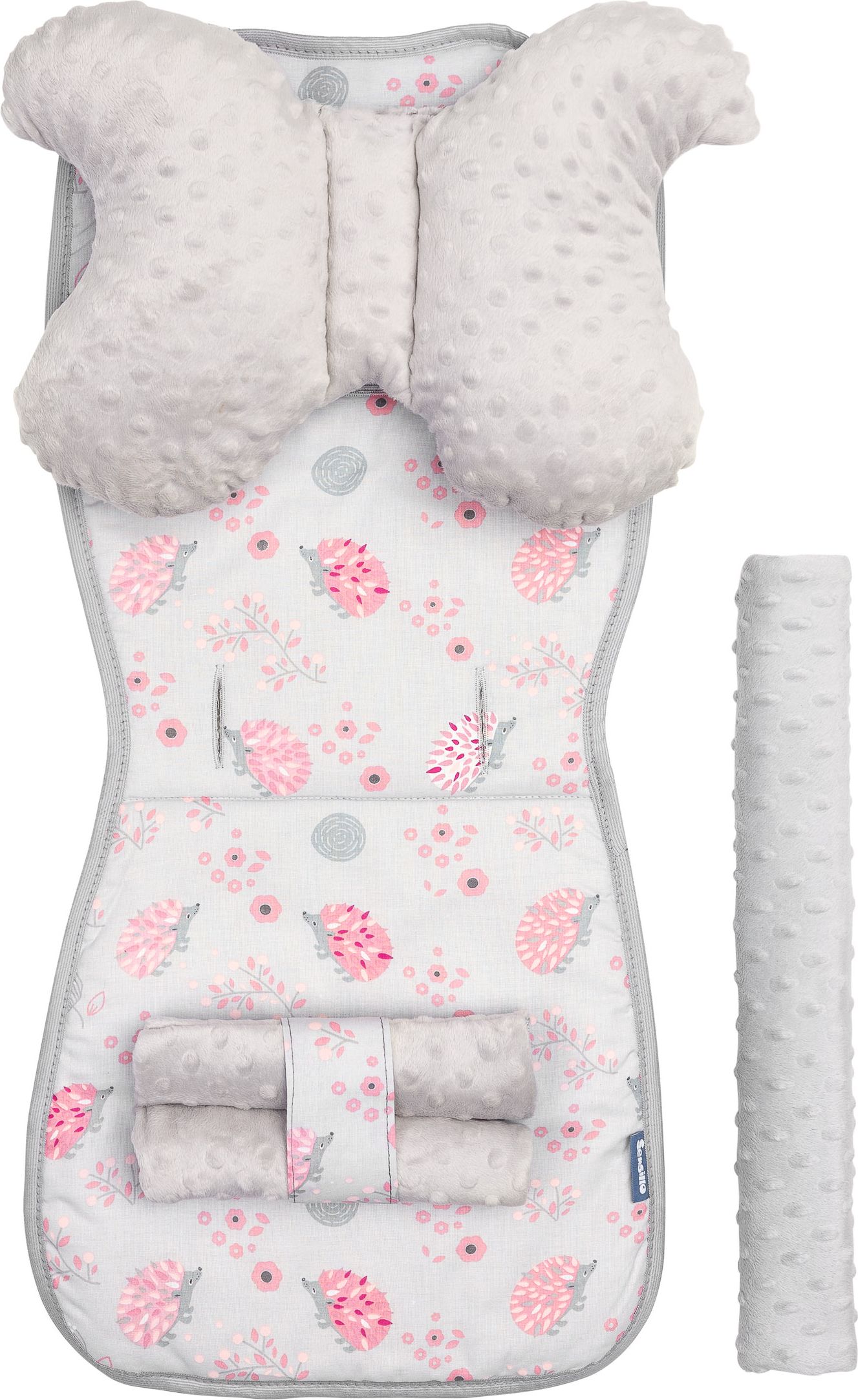 Podložka do kočárku SENSILLO, model Deluxe, set 4ks, motiv růžový ježci - obrázek 1