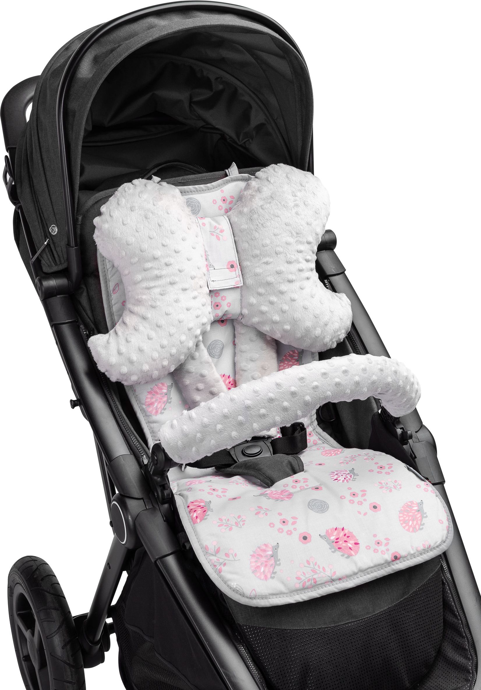 Podložka do kočárku SENSILLO, model Deluxe, set 4ks, motiv růžový ježci - obrázek 4