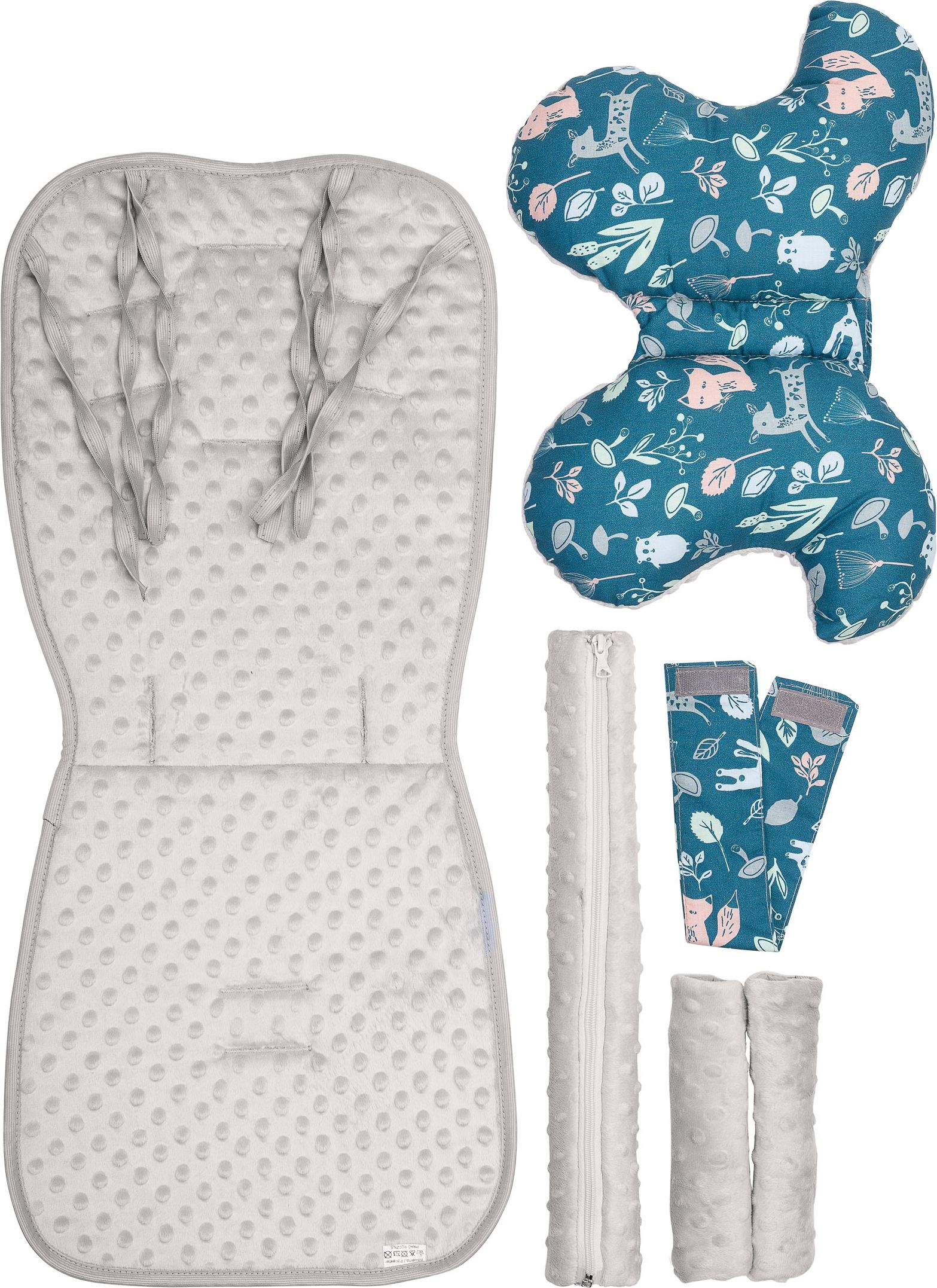 Podložka do kočárku SENSILLO, model Deluxe, set 4ks, motiv lesní zvířatka - obrázek 2