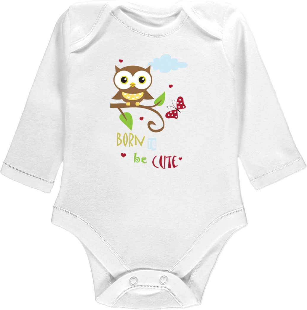 Kojenecké body Ellie Bee, krátký nebo dlouhý rukáv, barva bílá, motiv "Born to be cute" Velikost: 0 - 3 měsíce (56 - 62cm), Rukáv: krátky - obrázek 3
