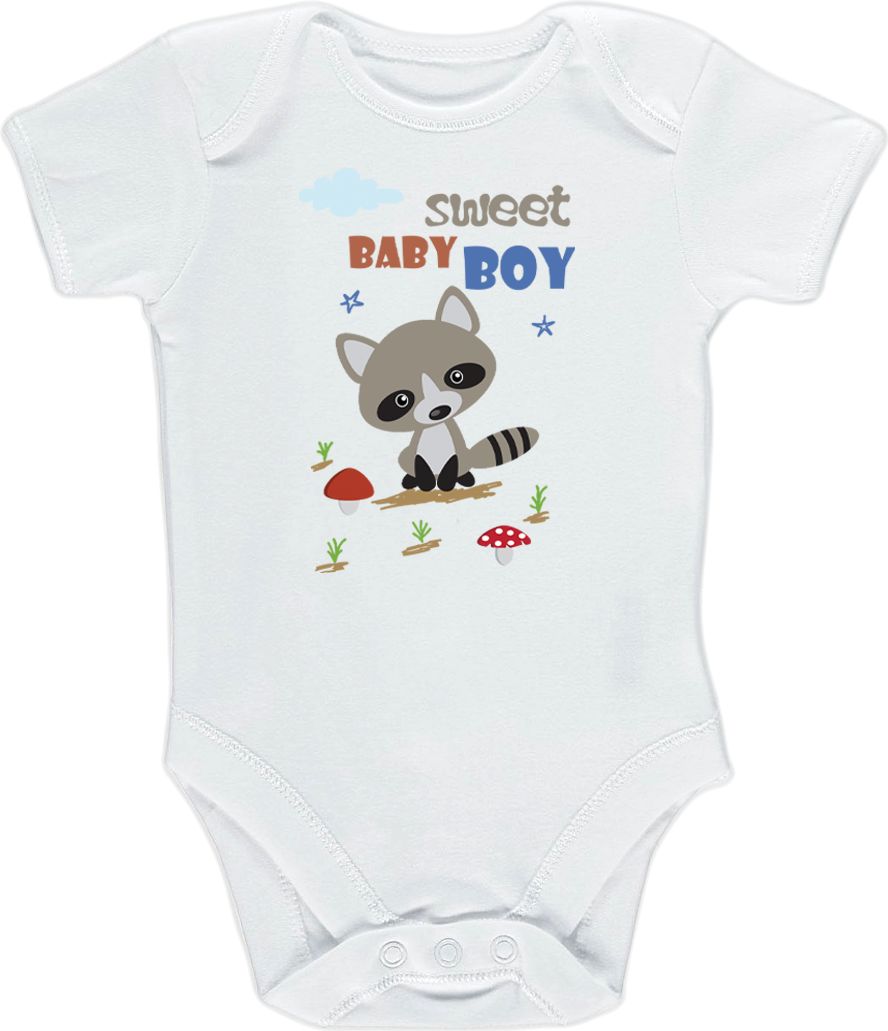 Kojenecké body Ellie Bee, krátký nebo dlouhý rukáv, motiv "Sweet baby boy" Velikost: 0 - 3 měsíce (56 - 62cm), Rukáv: krátky - obrázek 1