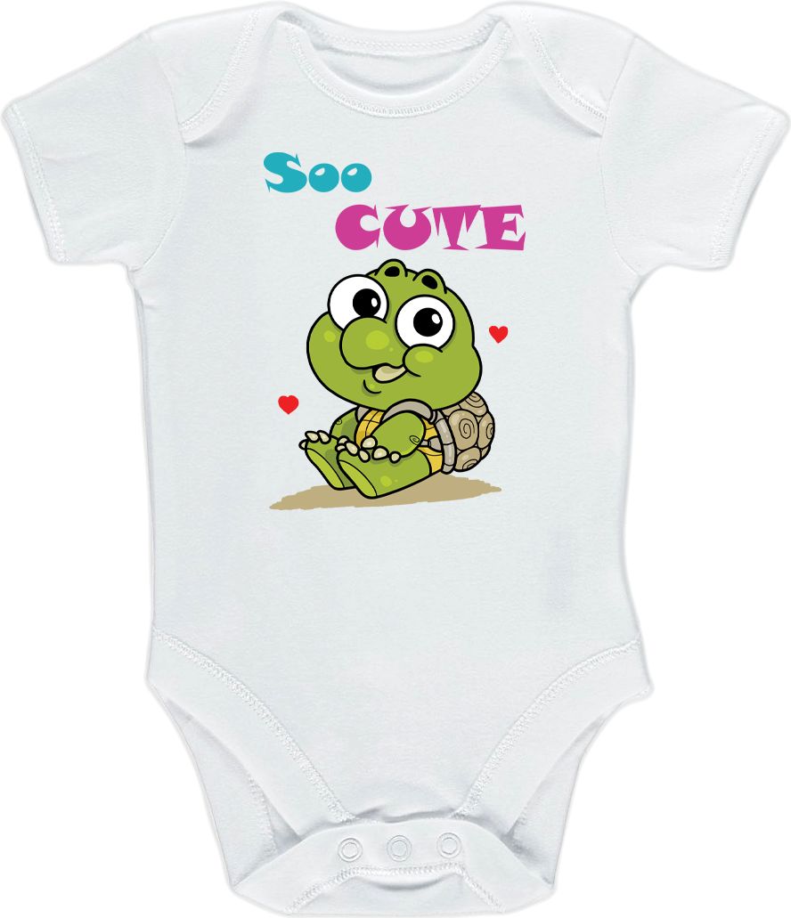 Kojenecké body Ellie Bee, krátký nebo dlouhý rukáv, barva bílá, motiv "Soo cute" Velikost: 0 - 3 měsíce (56 - 62cm), Rukáv: krátky - obrázek 1