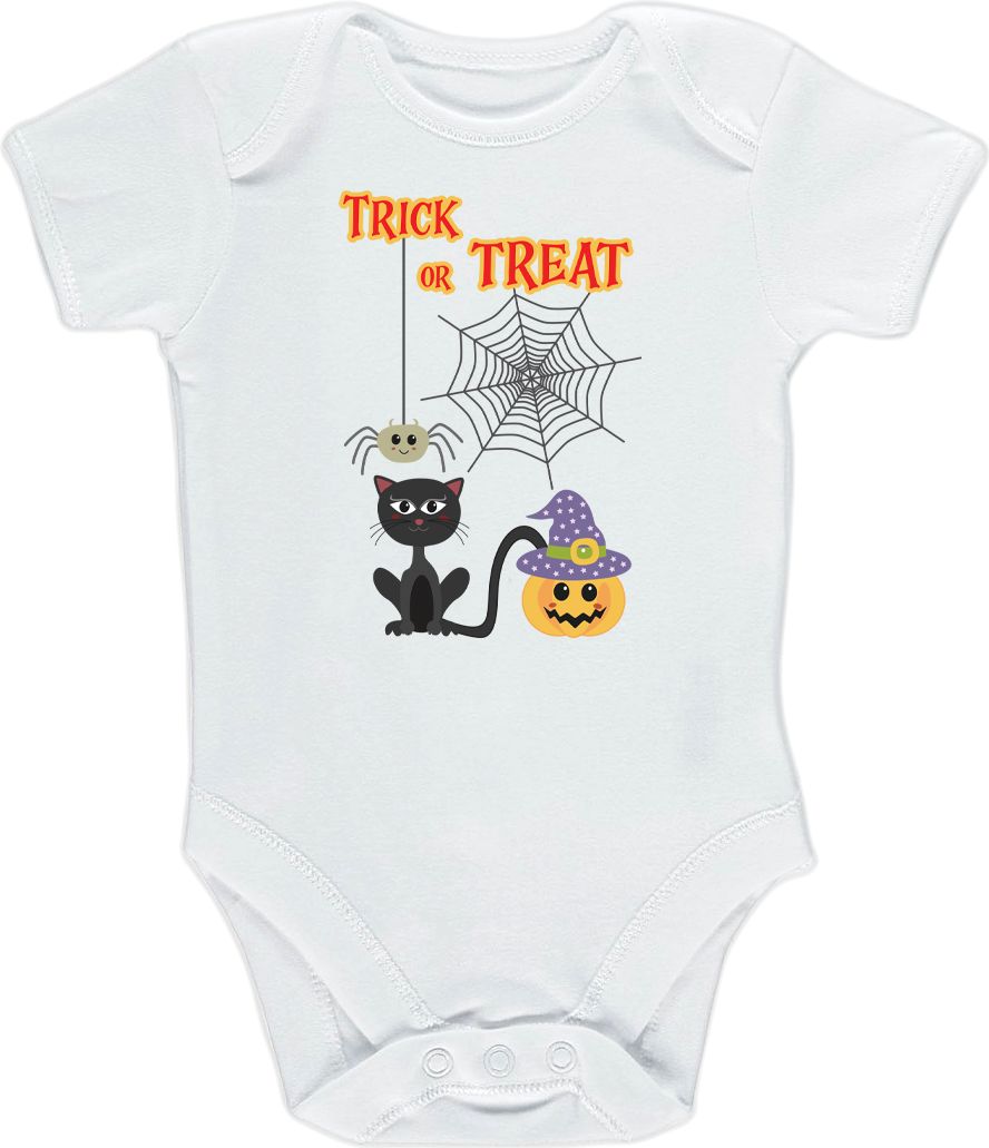 Kojenecké body Ellie Bee, krátký nebo dlouhý rukáv, barva bílá, motiv "Trick or Treat" Velikost: 0 - 3 měsíce (56 - 62cm), Rukáv: dlouhý - obrázek 3
