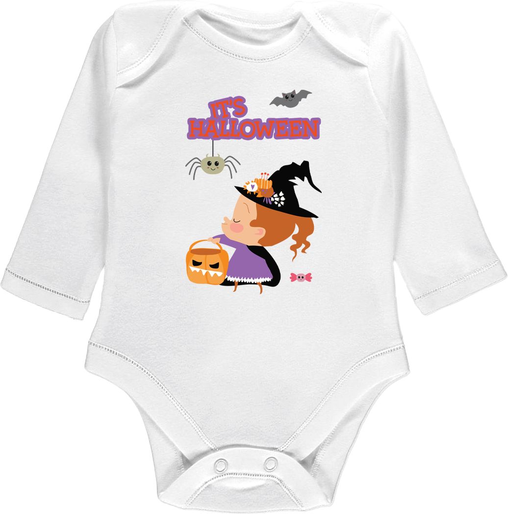 Kojenecké body Ellie Bee, krátký nebo dlouhý rukáv, barva bílá, motiv "It's Halloween" Velikost: 0 - 3 měsíce (56 - 62cm), Rukáv: krátky - obrázek 2