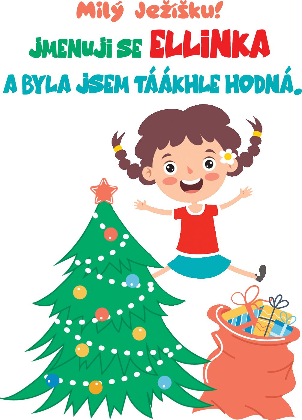 Kojenecké body Ellie Bee, krátký nebo dlouhý rukáv, barva bílá, motiv "Milý Ježíšku!" s jménem dítěte Velikost: 0 - 3 měsíce (56 - 62cm), Rukáv: dlouhý - obrázek 2