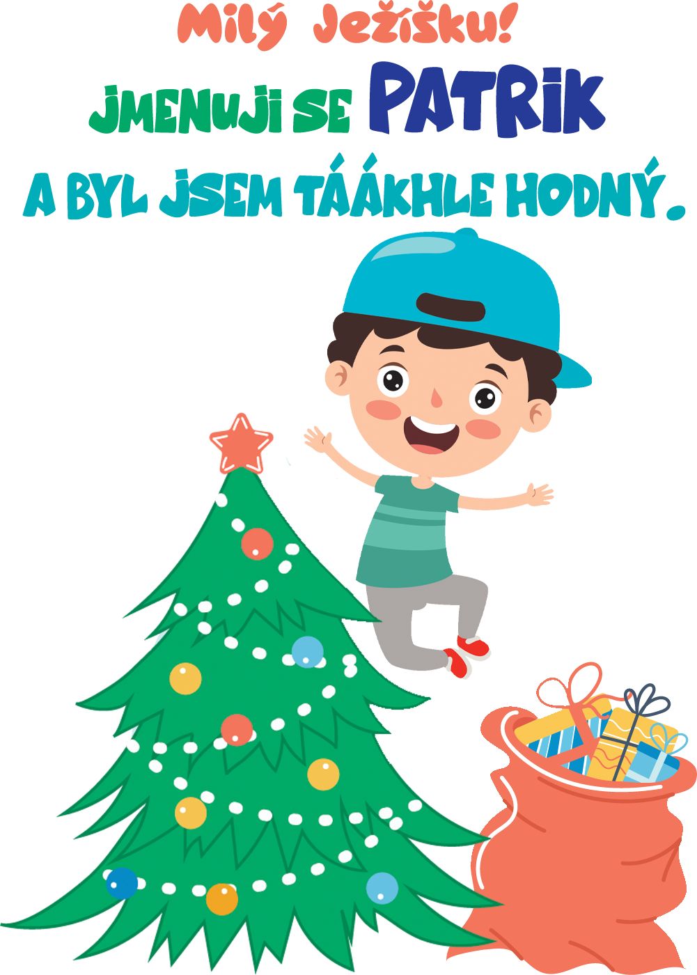 Kojenecké body Ellie Bee, krátký nebo dlouhý rukáv, barva bílá, motiv "Milý Ježíšku!" s jménem dítěte Velikost: 0 - 3 měsíce (56 - 62cm), Rukáv: dlouhý - obrázek 2