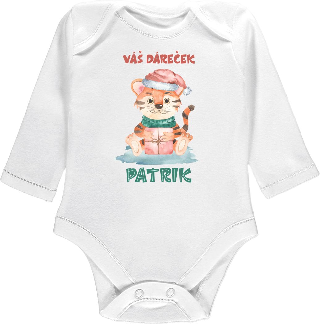 Kojenecké body Ellie Bee, krátký nebo dlouhý rukáv, barva bílá, motiv "Váš dáreček" s jménem dítěte Velikost: 0 - 3 měsíce (56 - 62cm), Rukáv: krátky - obrázek 2