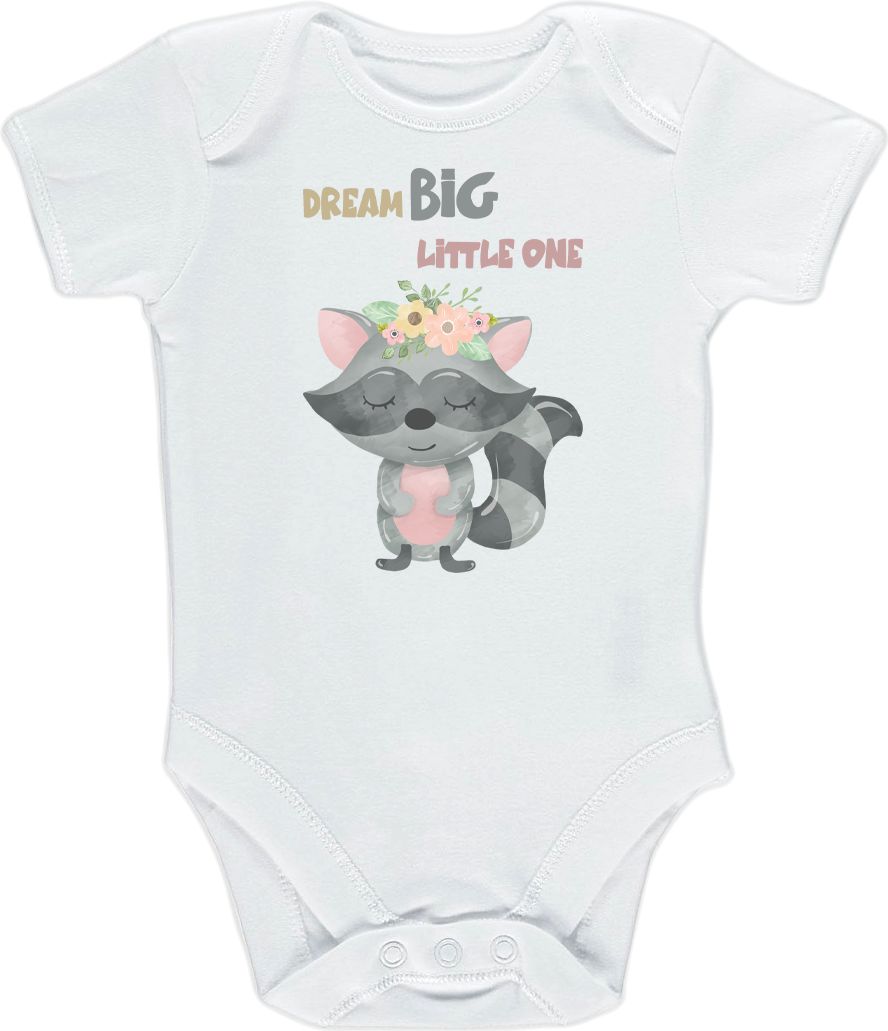 Kojenecké body Ellie Bee, krátký nebo dlouhý rukáv, barva bílá, motiv "Dream big, little one" Velikost: 0 - 3 měsíce (56 - 62cm), Rukáv: krátky - obrázek 1