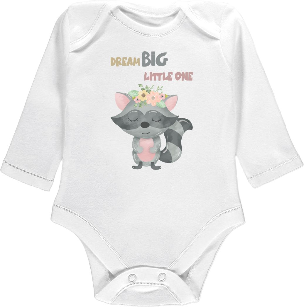 Kojenecké body Ellie Bee, krátký nebo dlouhý rukáv, barva bílá, motiv "Dream big, little one" Velikost: 0 - 3 měsíce (56 - 62cm), Rukáv: krátky - obrázek 3