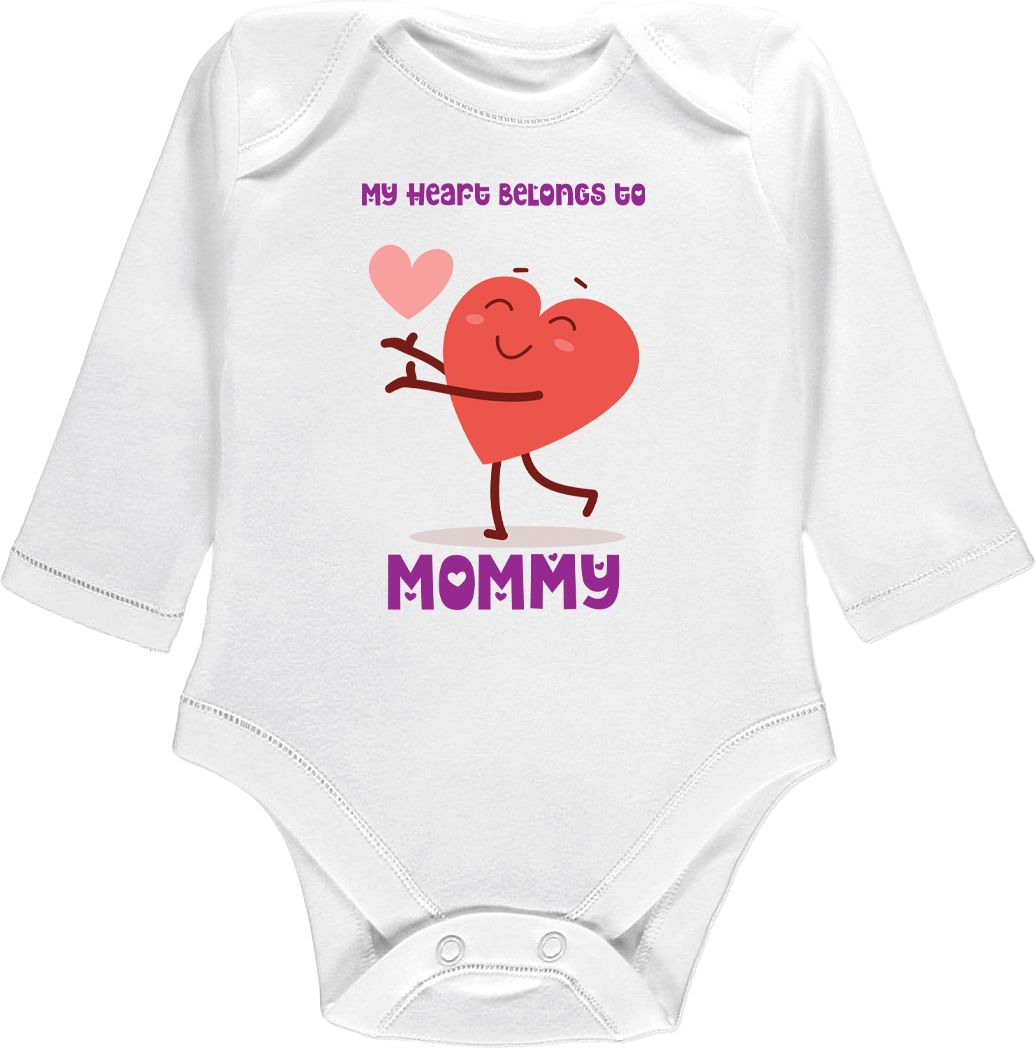 Kojenecké body Ellie Bee, krátký nebo dlouhý rukáv, barva bílá, motiv "My heart belongs to mommy" Velikost: 0 - 3 měsíce (56 - 62cm), Rukáv: krátky - obrázek 3