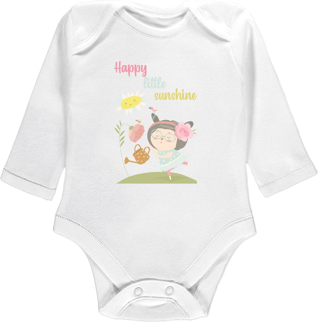 Kojenecké body Ellie Bee, krátký nebo dlouhý rukáv, barva bílá, motiv "Happy little sunshine" Velikost: 0 - 3 měsíce (56 - 62cm), Rukáv: krátky - obrázek 3