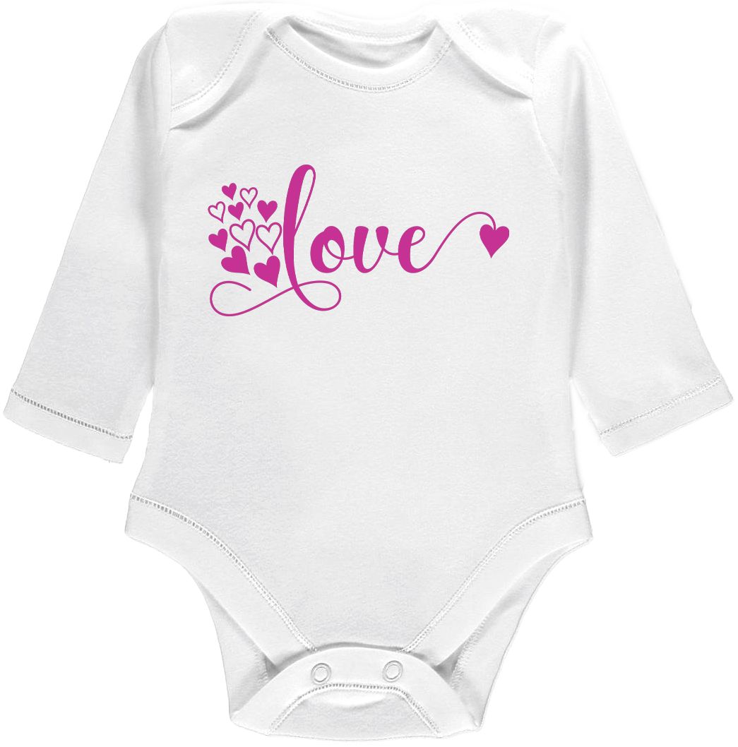 Kojenecké body Ellie Bee, krátký nebo dlouhý rukáv, barva bílá, motiv "LOVE" Velikost: 0 - 3 měsíce (56 - 62cm), Rukáv: krátky - obrázek 3