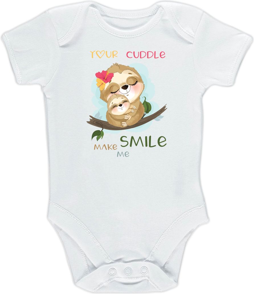 Kojenecké body Ellie Bee, krátký nebo dlouhý rukáv, barva bílá, motiv "Your cuddle make me smile" Velikost: 0 - 3 měsíce (56 - 62cm), Rukáv: dlouhý - obrázek 3